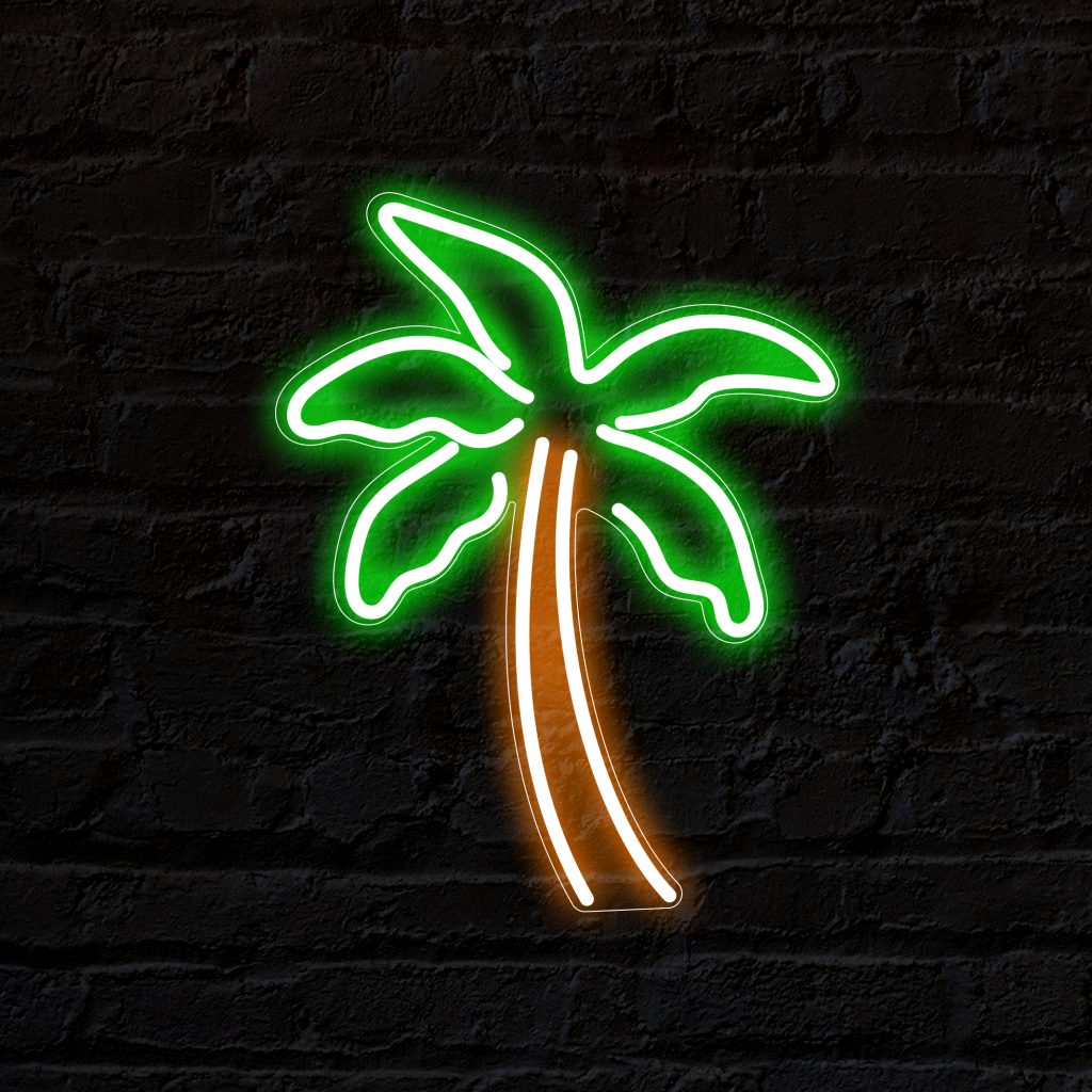 Neon palm store tree wall light